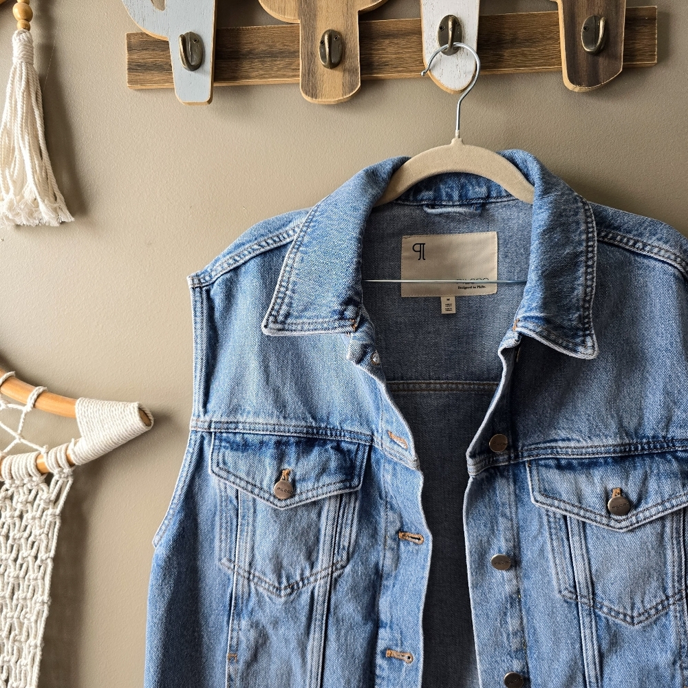 Pilcro Anthropologie Boyfriend Oversized Denim Vest Nwot - Picture 2 of 6